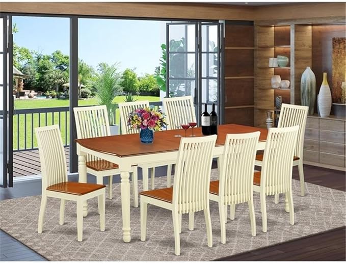 East West Furniture DOIP9-BMK-W 9 Piece Modern Dining Table Set Includes a - Image 2
