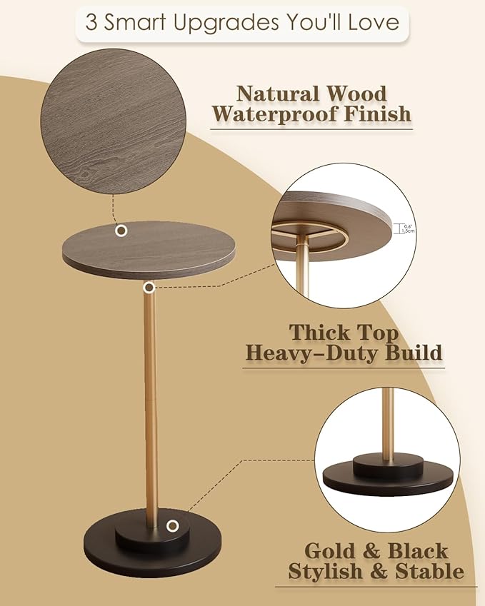 Masupu Drink Table, Round Side Table - Image 4