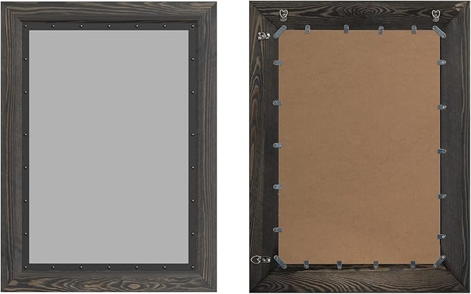YOSHOOT Rustic Wooden Framed Wall Mirror, 40x30 Inch, Natural Wood and Iron - Image 4