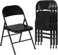 VECELO Metal Folding Chairs 4 Pack, Double Hinged Steel Frame Easy by VECELO