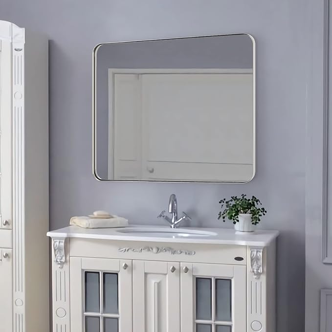 ANDY STAR Chrome Mirror for Bathroom, 30x36 Metal Frame Wall Mirror - Image 8