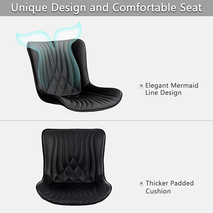 Kidol & Shellder Black Dining Chairs Set of 2, Faux Leather Upholstered Mid - Image 5