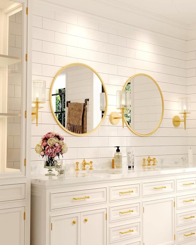 Growsun Gold Round Mirror, 24 inch Circle Wall Mirror - Image 2