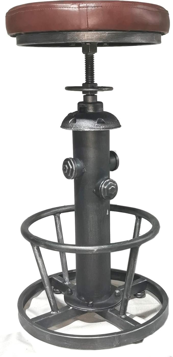 Topower Antique Industrial Round Bottom Adjustable Height Cafe Coffee Retro - Image 8