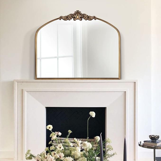 WAMIRRO Arched Mirror, Antique Brass Mirrors - Image 2