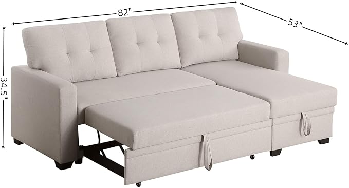 L-Shape Sofa Bed, Pull Out Sleeper Sofa - Image 2