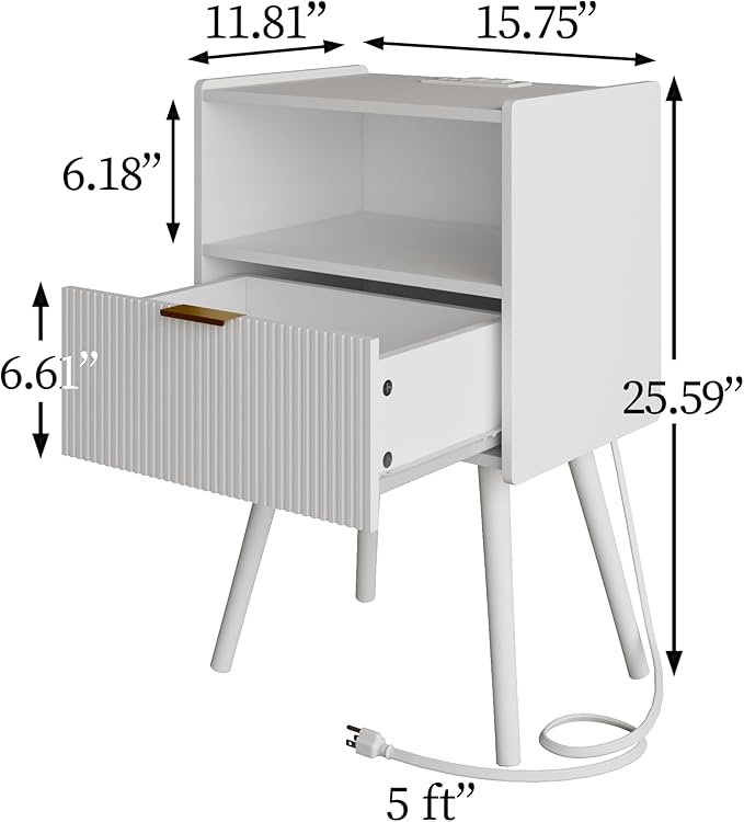 Nightstand, Modern Bedside Table - Image 2