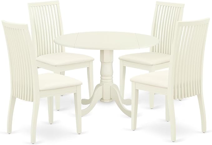 East West Furniture DLIP5-WHI-C 5 Piece Kitchen Table & Chairs Set Includes a by EastWestFurniture