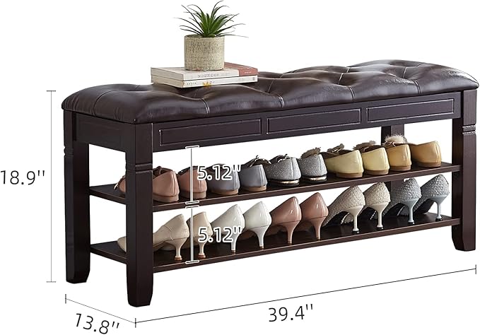 Shoe Storage Bench, Entryway Shoe Rack - Image 3