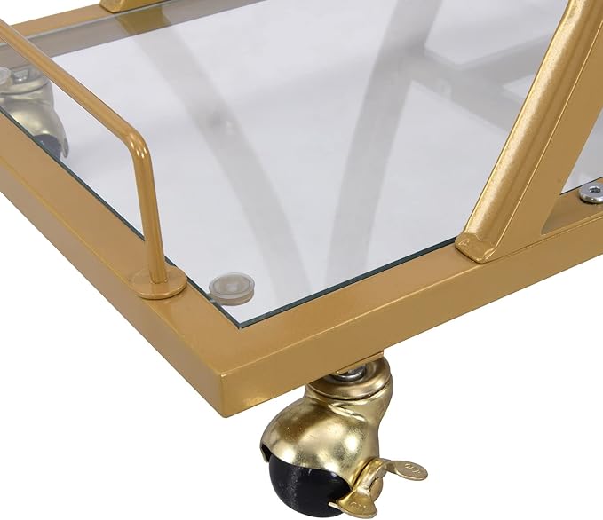 Gold Bar Carts with Glass Holders & Wine Rack, 3 Tier Home Bar Serving Carts - Image 4