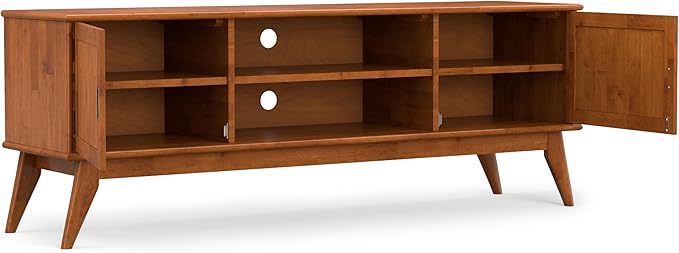 SIMPLIHOME Draper Solid Hardwood 72 inch Wide Mid Century Modern TV Media Stand - Image 4