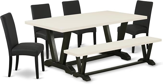 East West Furniture V627DR124-6 6 Piece Dinette Set Contains a Rectangle Dining by EastWestFurniture