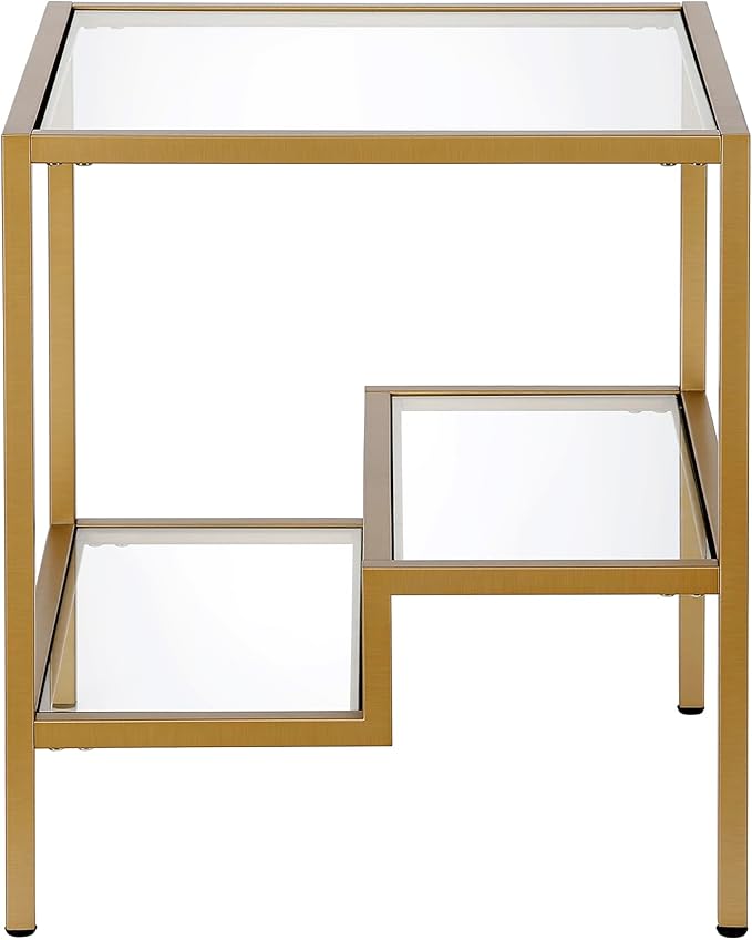 Henn&Hart 20" Wide Square Side Table in Brass, Table - Image 4
