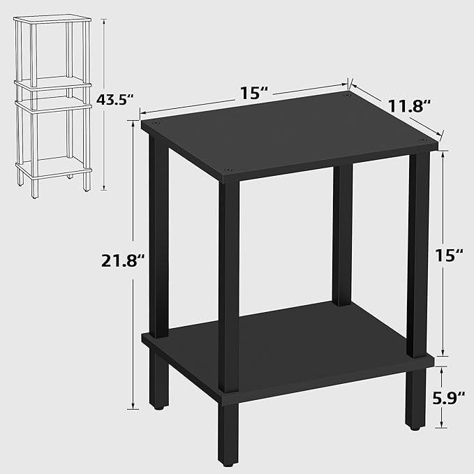 TUTOTAK End Table, Side Table, Nightstand, 2-Tier Storage Shelf, Sofa Side Table - Image 3