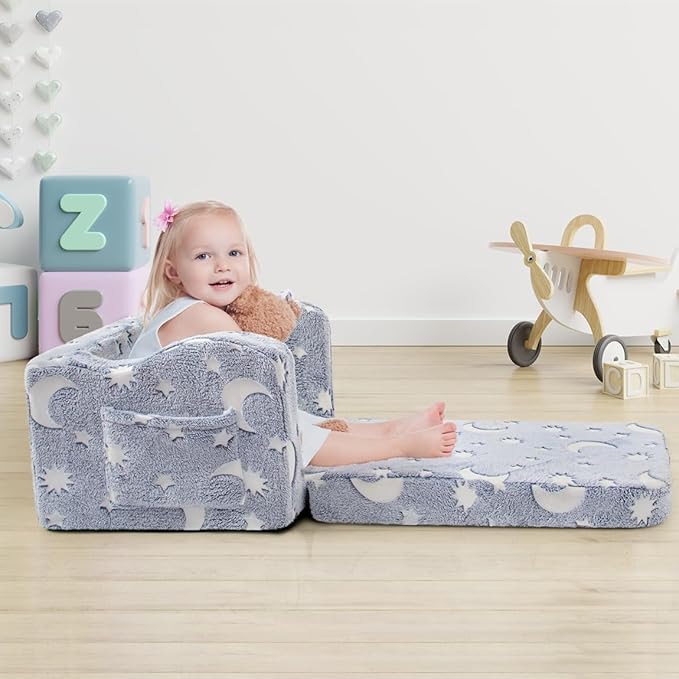 Kids Toddler Chair, 2-in-1 Toddler Couch Fold Out, Convertible Chairs - Image 6