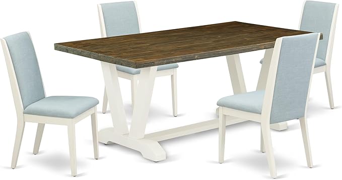 East West Furniture V077LA015-5 5 Piece Dinette Set Includes a Rectangle Dining by EastWestFurniture