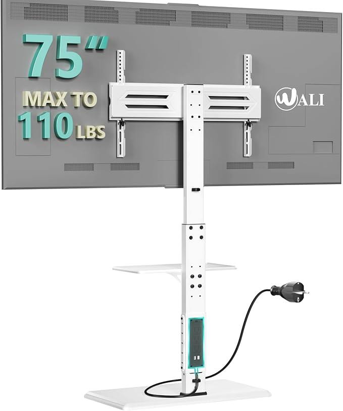 WALI Floor TV Stand with Power Outlet & AV Shelf, Tall TV Stand Mount by WALI