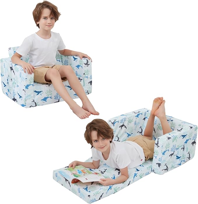 Viviland Kids Chairs for Toddler, 2-in-1 Soft Toddler Couch Fold Out, by VIVILAND
