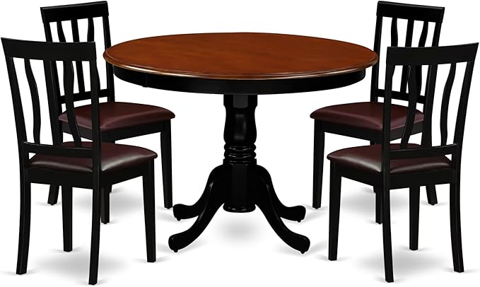 East West Furniture HLAN5-BCH-LC 5 Piece Dining Set Includes a Round Dining by EastWestFurniture