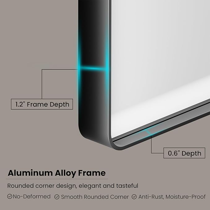 Black Bathroom Mirror 77X36 Inch, Rounded Rectangle Matte Bathroom Vanity Mirror - Image 4