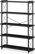 HCHQHS Bookshelf, 5-Tier Industrial Bookcase, Freestanding Tall Bookshelves by HCHQHS
