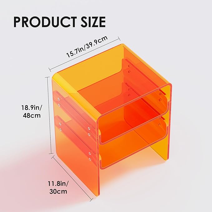 Clear Acrylic 3-Tier End Table/Nightstand – Sleek Bedside Storage - Image 3