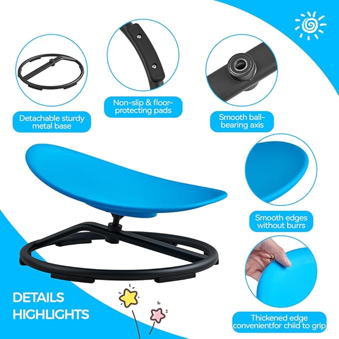 Swivel Chair for Kids, 360° Spinning Seat, Toddler Sit and Spin Wobble Chair - Image 4