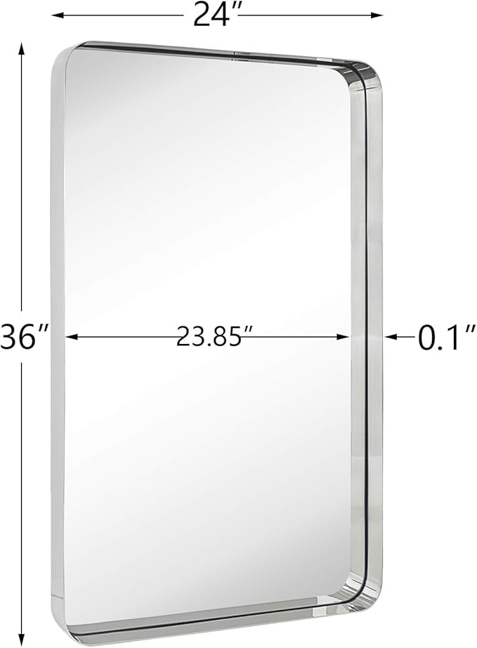 TEHOME 24x36 inch Chrome Metal Framed Bathroom Mirror - Image 3