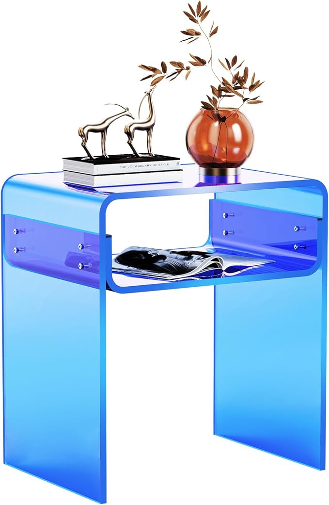 Clear Acrylic End Table 2-Tier Bedside nightstand by AcrylicFurnitureHomeDecor