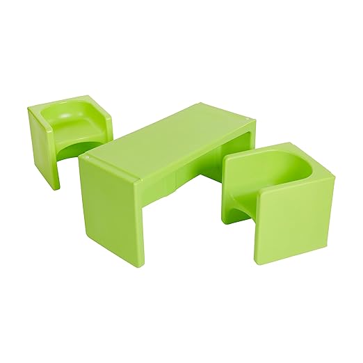 ECR4Kids Tri-Me Table and Cube Chair Set, Lime Green by ECR4Kids