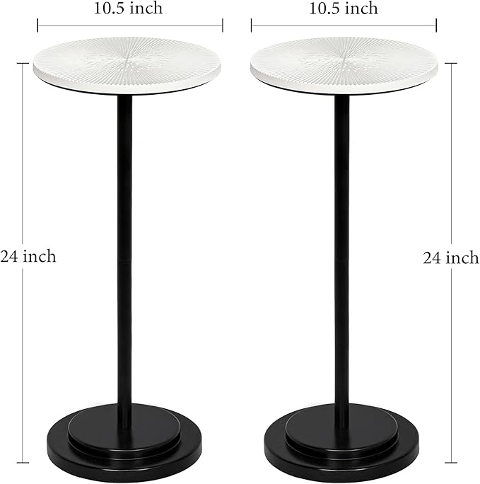 Drink Table Set of 2, Weighted Base Pedestal Table, Martini Table, Small Side - Image 2