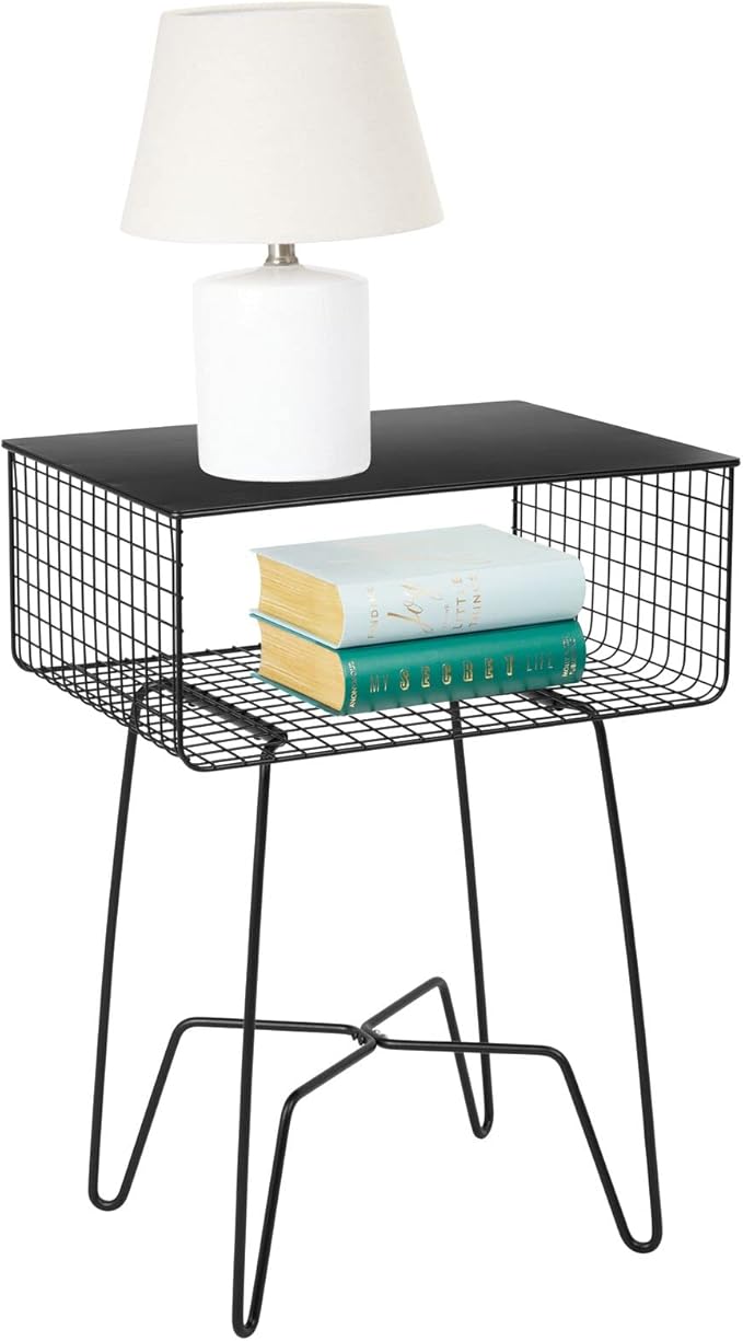 mDesign Steel Side Table Nightstand - Image 6