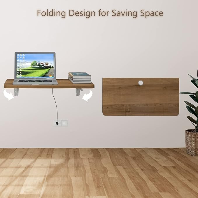 Pmnianhua 31'' Wall Mounted Drop Leaf Table, Folding Table, Fold Down Wall Desk - Image 6