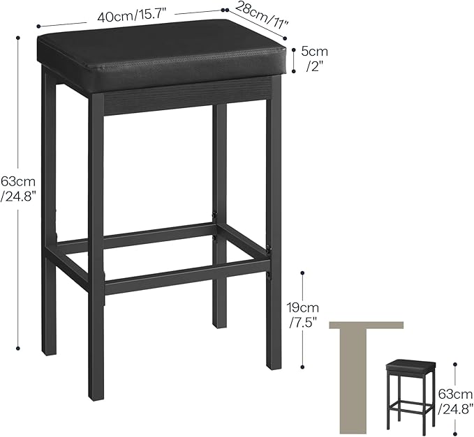 HOOBRO Bar Stools, 24.8-Inch Height, - Image 3