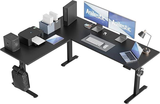 Agilestic Triple Motors 73" x 60" L Shaped Standing Desk, Electric Standing by Agilestic