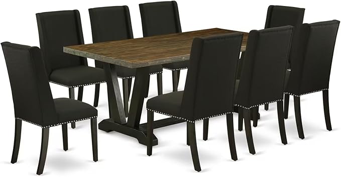 East West Furniture V677FL624-9 9 Piece Kitchen Table Set Includes a Rectangle by EastWestFurniture