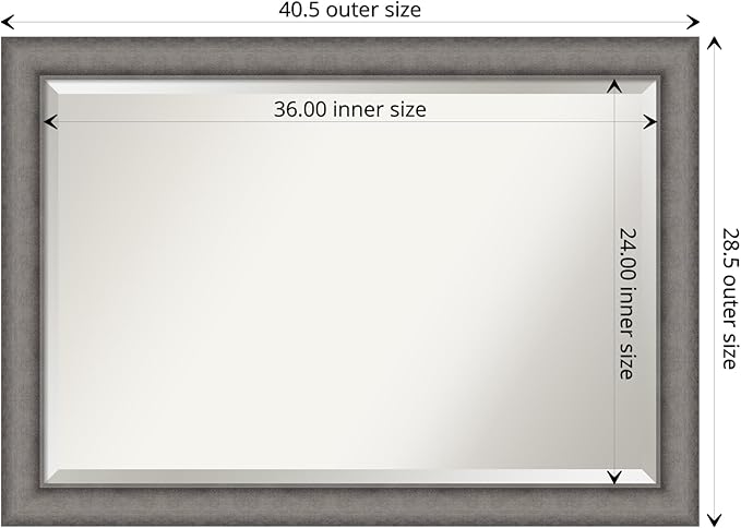 Amanti Art Grey Wall Mirror 29x41 Burnished Concrete Rectangle Bathroom Mirror - Image 4