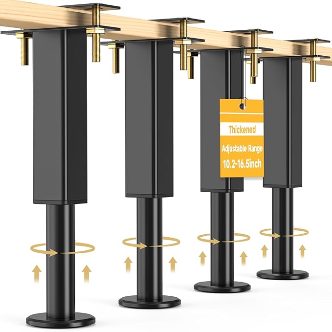 4PCS Adjustable Height Bed Support Legs, 10.2-16.5In, Metal Heavy Furniture Legs by NESAPTO