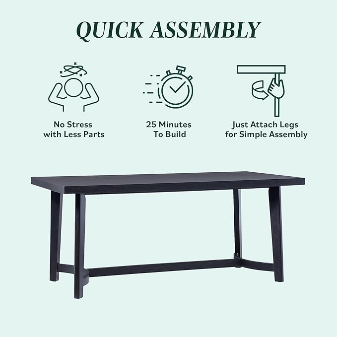 Walker Edison Modern Farmhouse Rustic Solid Oak Wood Rectanglular Dining Table - Image 4