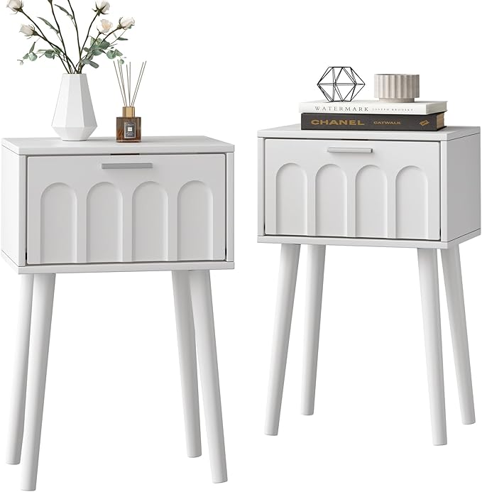 LAATOOREE Nightstand Set of 2, Small Bed Side Table by LAATOOREE