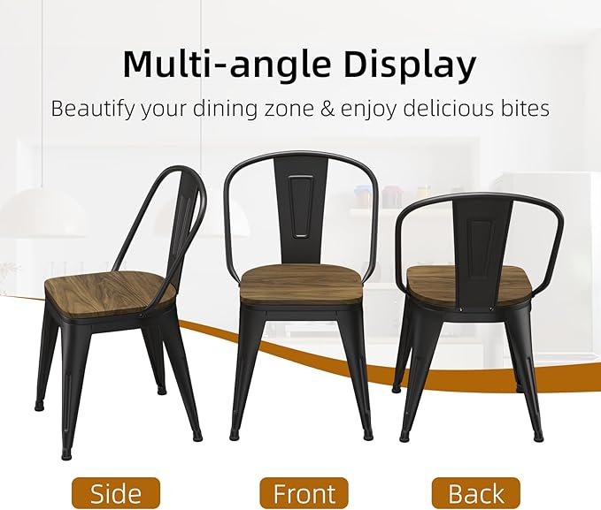 18 Inch Dining Chairs Set of 4, Farmhouse Metal Chairs - Image 9
