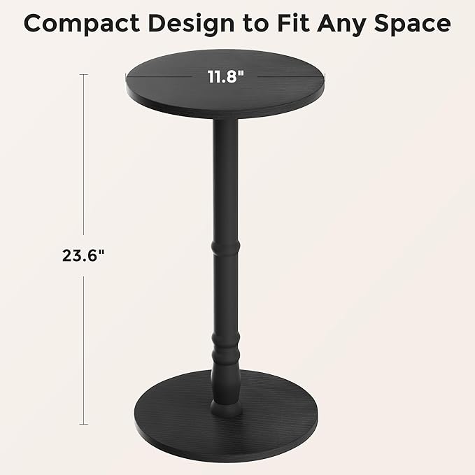 Round Side Table, Solid Wood Pillar - Image 3