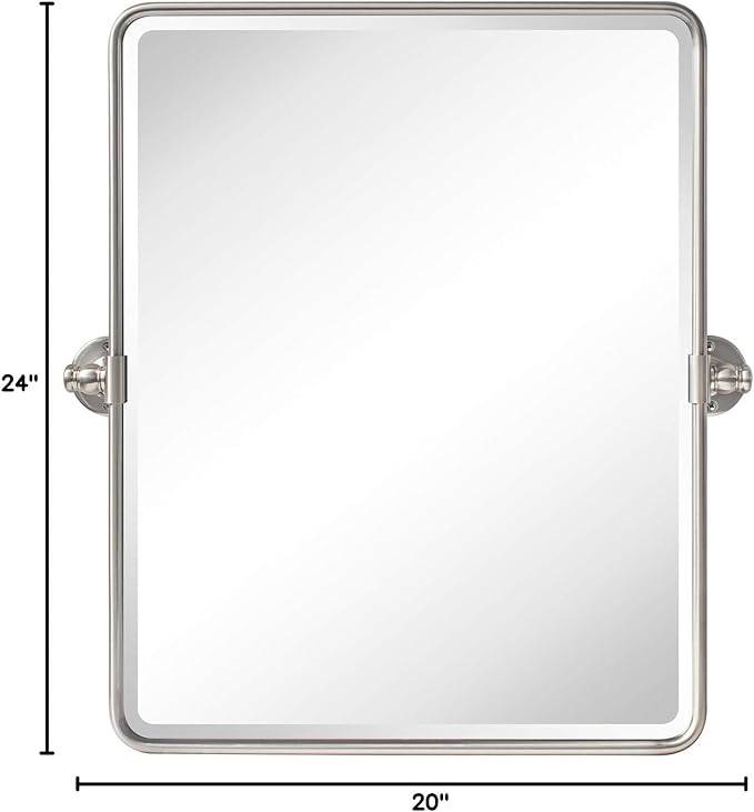 TEHOME 20 x 24 inch Farmhouse Nickel Metal Framed Pivot Rectangle Bathroom - Image 7