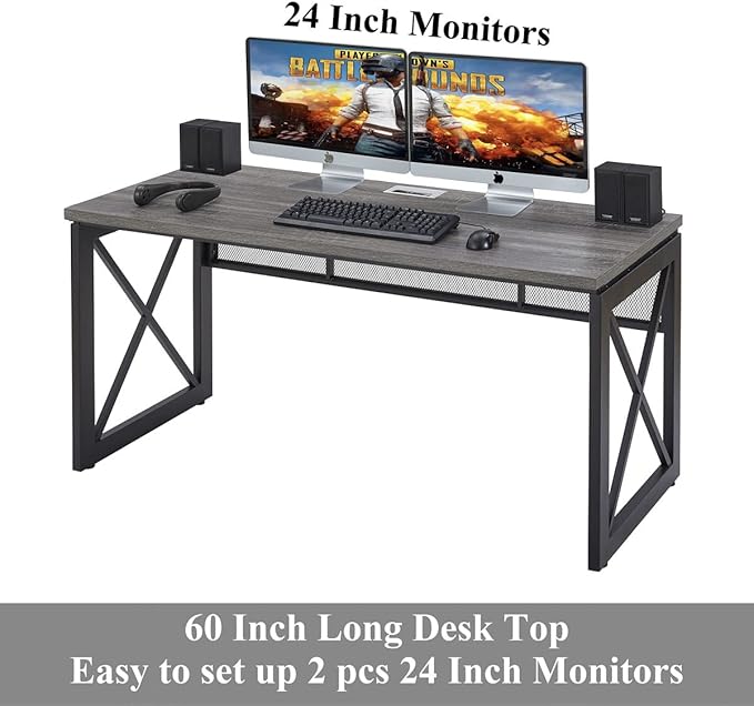BON AUGURE Industrial Computer Desk, Rustic Wood Desks - Image 7