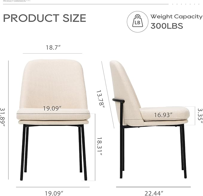 COLAMY Dining Chairs Set of 6, Fabric Upholstered Dining Room Chairs Dinner - Image 6