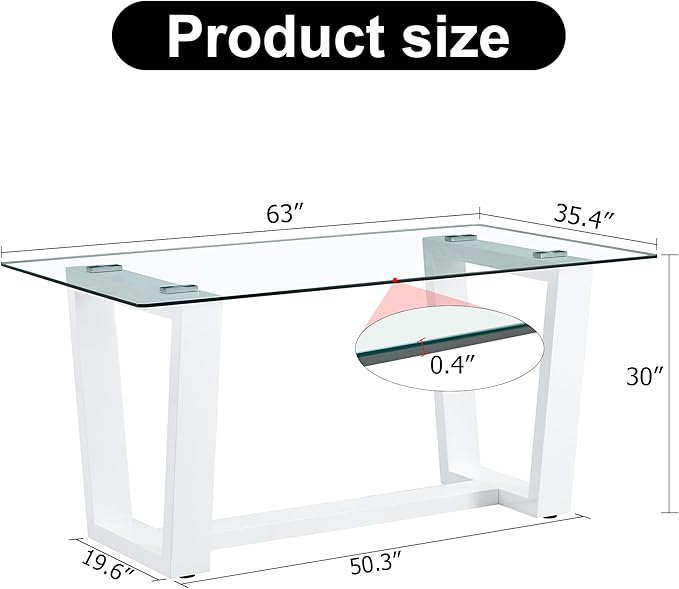 63" Modern Glass Dining Table - Image 2