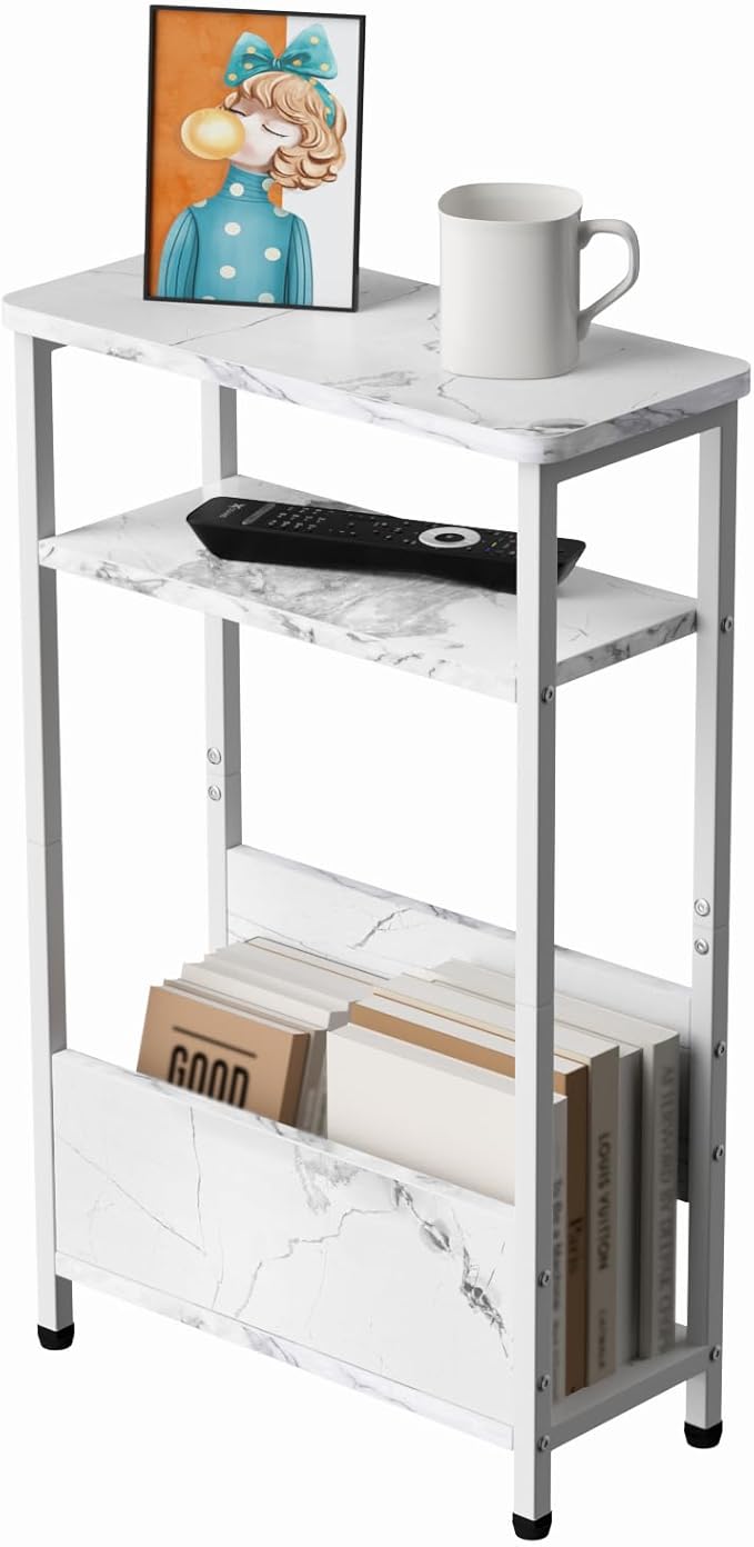 7.1" Narrow Side Table for Small Spaces, 3 Tier Small End Table by THUMEYE