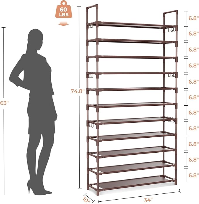 11 Tiers Tall Shoe Rack Holds 55 Pairs of Shoes - Image 3