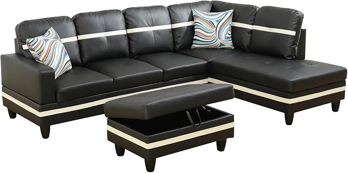 Couches for Living Room PU Leather L Shaped Couch Comfy 3 Pieces Sectional Sofa - Image 3