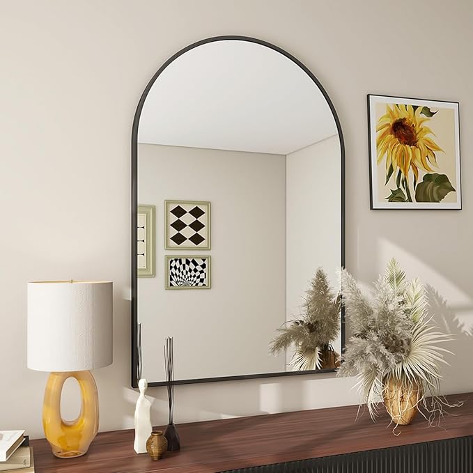 BEAUTYPEAK 20"x30" Arch Bathroom Mirror, Wall Mounted Vanity Metal Frame Mirror by BEAUTYPEAK